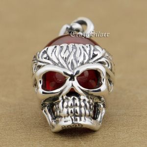 Wholesale sterling skull pendant for sale - Group buy 925 Sterling Silver Red CZ Stone Skull Fashion Biker Rocker Punk Pendant V001 Just Pendant
