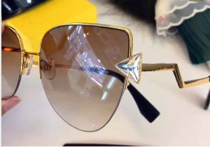 Elmas çerçeve açık açık renkli lens ultra hafif gözlük 0242 ile Toptan-popüler tasarımcı kadın güneş gözlüğü metal yarım çerçeve kedi gözü
