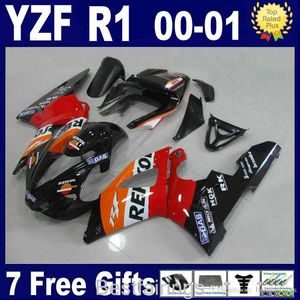 ZXMotor Hot Sale Fairing Kit för Yamaha R1 2000 2001 Orange Vit Röd Fairings YZF R1 00 01 VA15