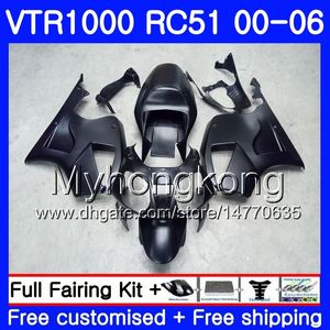 Kit Matte Black Hot för Honda VTR1000 RC51 SP1 SP2 00 01 02 03 04 05 06 257HM.7 RTV1000 VTR 1000 2000 2001 2002 2003 2004 2005 2006 FAIRING