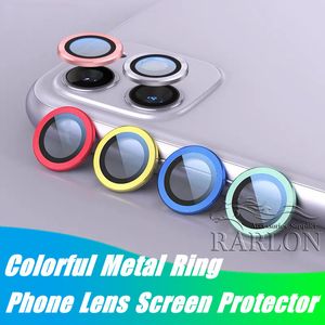 Neuer Stil-Telefon-Objektiv-Displayschutz für iPhone 14 Pro Max 14Plus 14Pro 13 Mini 12 3D-Kamera mit vollständiger Rückseite aus gehärtetem Glas, Aluminium-Metall-Objektivhülle