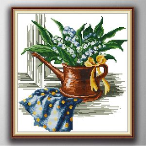 Greenery Handmade Cross Stitch Craft Tools Borderyer Behithwork Sets Counted Print on Canvas DMC 14CT /11CT