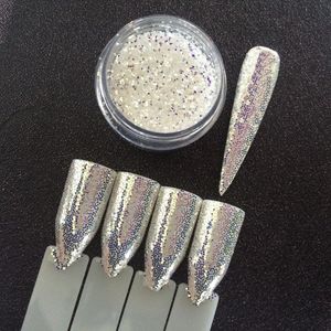 1 burk diamant aurora glitter sjöjungfru naglar pulver unforn sequins 3d nagel konst pigment dekoration super lysande effekt 1g