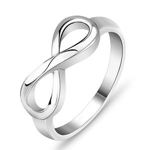 Infinity Silver Ring band women wedding rings fashion Gift 080288