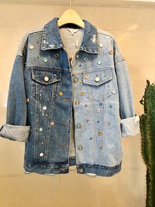 2019 Primavera e outono Versão coreana da jaqueta jeans curta Denim Hole Edge Loue Coat Loose Tide feminino