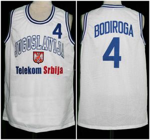 Dejan Bodiroga # 4 Zespół Jugoslavija Jugosławii Serbia White Blue Retro Koszykówka Jersey Męskie Zszyte Niestandardowe Niestandardowe Koszulki Nazwa Nazwa