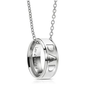 I Love You Dad Mom Rings Pendant Necklaces Stainless Steel Design Jewelry for Family Members Father's Day Mother'S Day Gift DHL Wholesale