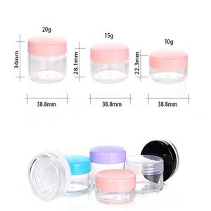 10g 15g 20g Cosmetic Sample Empty Container Bottle Plastic Pot Jars with Screw Cap Lid Bottles Eye Shadow Case