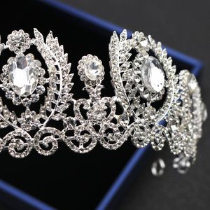 Lyx barock drottning kristaller bröllop kronor brud tiaras diamant smycken strass headpieces billiga hårtillbehör trasig ti208p