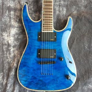 Anpassad basvedens kroppshals och baksida Rosewood Fingerboard St Style Blue Water Wave Electric Guitar Gratis frakt