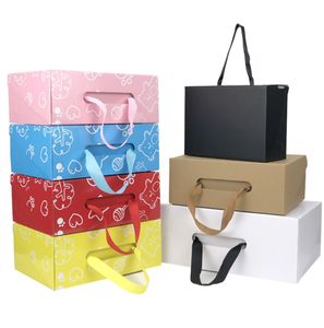 Children's Shoe Boxes Kraft Paper Gift Box Women Men Shoe Box Portable Case