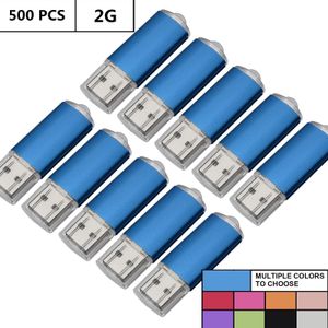 Atacado Bulk 500pcs 2 GB de unidades flash USB Retângulo Flash Pen Drives Sticks Stands de polegar para computador MacBook LED Indicador U Disco