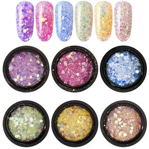 Nail Art Dekorasyon Rüya Renkli Pullu Değişim Renk Işık Glitter Parlak Hexagon Madeni Pul Toenail Göz Makyajı