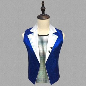 2020 Nova Chegada Vestidos Coletes Cabelo Estilista Bar Costumes para Homens Magros Mens Moda DJ Vest Male Casual Casaco Sem Mangas S-3XL