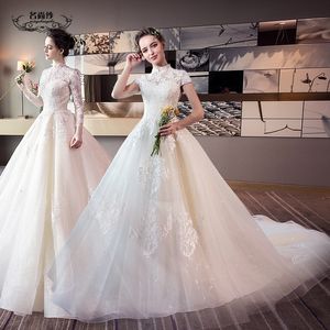 Wedding new lead European and American princess dream long drag tail retro large size Qi Di bride wedding dress girl284I