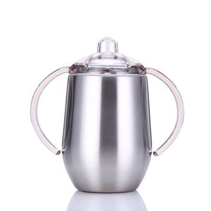 14oz Sippy Cups Stainless Steel Wine Glasses Double Handles Tumblers Egg Cups with Handle and Lid In Stock