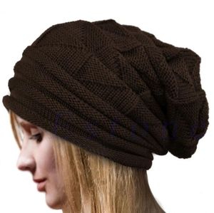 kvinnor lös baggy hatt varm virka varm rynka beanie keps ull stickad vinter utomhus sport vinter varma hattar mjuka garn beret hattar