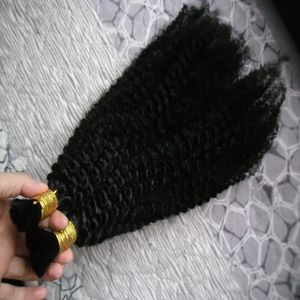 Mongolisches Afro-Haar, verworrenes lockiges Haar, 2 Stück, kein Schuss, peruanische Haarbündel, 200 g, Echthaar zum Flechten, Masse, ohne Befestigung