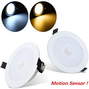 Sensore di movimento PIR 5W E27 SMD 10 * SMD 5730 Illuminazione da incasso a LED ultrasottile da 4 pollici con scatola di giunzione Lampade da incasso a parete LLWA216