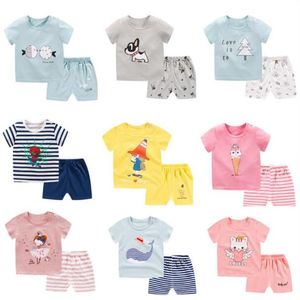 Kids Designer Kläder Baby Mode Passar Flickor Boutique Outfits Animal Printed Toppar Byxor Kortärmad T-shirt Shorts Kläder Sats A5503