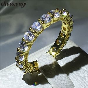 Choucong Infinity Pierścień Żółty Złoto Wypełniony 925 Srebrny Zaręczyny Band Pierścionki Dla Kobiet Okrągłe 4mm Clear Diamond Jewelry