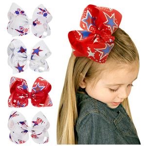 Unicorn Ribbon 4 de julho Hair Bows Clips Girls Hairbow USA Flag Independence Day Hairgrip Festival Kids Hair Accessories HC134