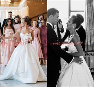 Elegance Spaghetti Straps African Wedding Dresses Sleeveless Satin A-Line Vestido de novia Plus Size Bride Dress Arabic Bridal Ball Gowns