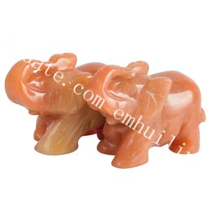 10Pcs Retro Figure Sculpture Gemstone Elephant Hand Carved Ornaments Natural Red Aventurine Quartz Rock Crystal Animal Elephants Good Luck