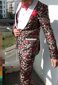 Yakışıklı Bir Düğme Groomsmen Şal Yaka Damat smokin Erkekler Suits Düğün / Gelinlik / Akşam Sağdıç Blazer (Ceket + Pantolon + Kravat) 1001