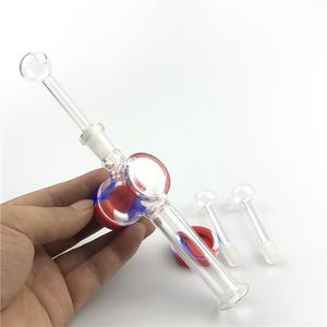 Kit di collettori di nettare per bruciatore a nafta in vetro con narghilè 10mm Tubi di fumo maschili Pyrex spesso Nail Keck Clip Contenitore in silicone Reclaimer per Somke