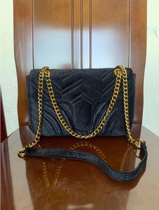 2022 TOP Fashion Sac de maquillage de chaîne noire Célèbre sac de fête de luxe Marmont Sac à bandoulière en velours Femmes Sacs de créateurs Livraison gratuite 26cm