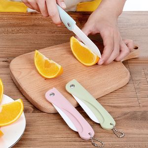 Clephan Foldable Plastic Handle Vegetable Portable Folding Kitchen Peeler Ceramic Knives Fruit Knife BH1881 TQQ