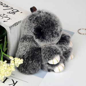 13cmフロストスタイルRex Furs Rabbit Plush Toysキーリングキーチェーンペンダントバッグカーチャームタグかわいいミニおもちゃ人形リアルファー