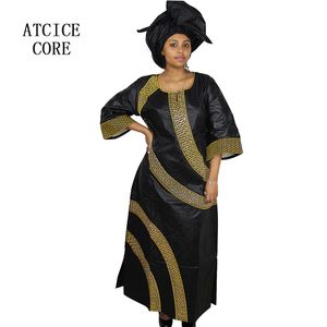 african dresses for women fashion design new african bazin embroidery design dress long dress with scarf two pcs one set A175#