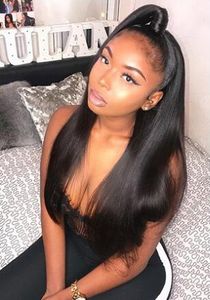 2021 Lace Frontal Wig Pre Plucked With Baby Hair 8"-24" Natural Color Remy Straight Human Wigs