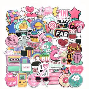 Cute Pink Car Stickers Aesthetic Trendy Sticker Laptop Water Bottle Phone Pad Guitar Bike Luggage Decals for Kids Girls Teens Gift254b