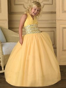 Beading Sequins Halter Fitn Flare Stunning New Glamorous Ball Gown Flower Girl Dresses Chiffon Girl's Pageant Dress Free Shippin 29