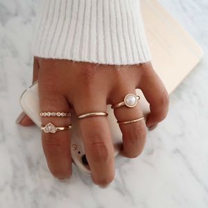 Set multi-pezzo Bohemia Women Rings Ring Fashion Crystal Metal Moon Crown Party Jewely