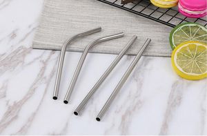 6 * 215mm 304 Paslanmaz Çelik Hasır Bükülmüş Ve Düz Kullanımlık Renkli Straw Payet İçme Metal Straw Parti Düğün Bar İçme Araçları