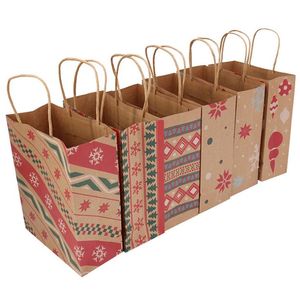 Noel Kraft Paper Baskılı Hediye Çantaları Çanak Nozmas Favoriler Favors Oyuncaklar Giysileri Sarma Tuzlar Alışveriş Taşıyıcı Tutma Tutma Çanta Ambalajı Renkli