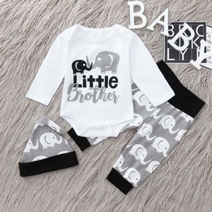 Nyfödd spädbarn baby boy brev romper toppar tecknad pants hatt kläder outfit set kostym för baby ropa recien nacido