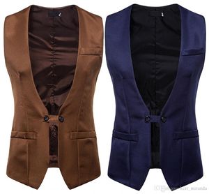 Men's Wedding Dress Vest Autumn And Winter New V-collar Design Men's Armor Men's Self-cultivation Double-row Button Suit And Jacket