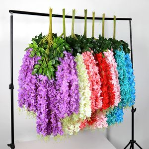 Wholesale fake wisteria flowers for sale - Group buy Rosequeen Artificial Wisteria flowers Vines Wedding Decor Rattan Flower Garland Silk Cherry Fake Leaf Home Garden