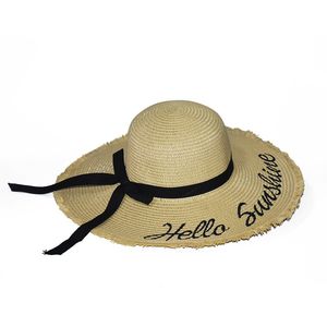 Moda tendência tampa abóbada bowknot trançado big beirs senhoras travel beach sunscreen sun chapéu