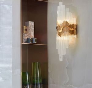 luxury design glass wall lamp gold wall sconce light Dia25*H60cm lustre bedroom lighting MYY