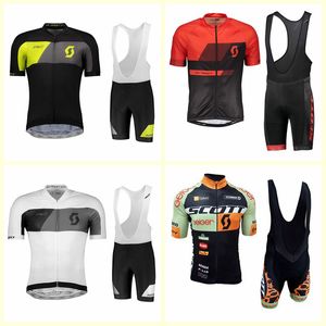 SCOTT Team Cycling Short Sleeves Trikot Trägerhosen-Sets Herren MTB Fahrrad Sportbekleidung Sommer Fahrrad Kleidung 3D Gel Pad U121815