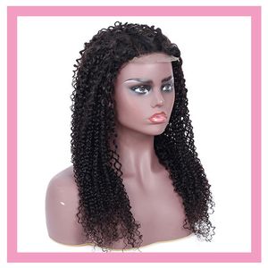 Malaysian Human Virgin Hair 13X4 Front Kinky Wig Free Part Adjustable Lace Band Curly Wigs