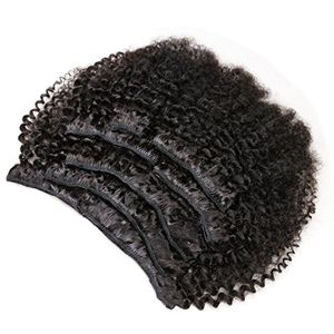 Afro Kinky Curly b c Clip In Hair Extensions för Svarta Kvinnor Real Brazilian Virgin Human Hair Clip Ins Set I