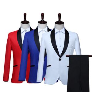 Новые белые Мужские костюмы Свадебные смокинги Groom (куртка + брюки + галстук-бабочка) Slim Fit дружки костюмы Best Man Blazer Пром Wear