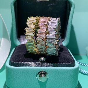 choucong 3 colori anello baguette argento sterling 925 diamante zircone dichiarazione fedi nuziali per le donne gioielli da dito